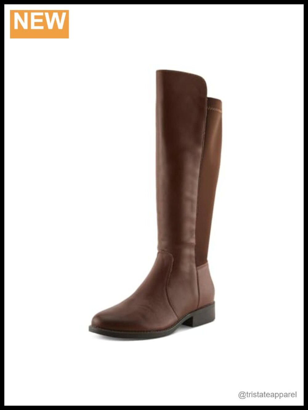 Zaya Fashion Boot Leather Lycra Inside Zipper Low Heel